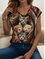 cheap Animals Tank Top-Women&#039;s  Animal Cat Camisole Tank Top Vintage Tropical Fashion Sleeveless Short Sleeve V Neck Regular Tops Daily Print Yellow Red Blue Purple Green Summer Spring