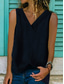 abordables Tops Sencillos para Mujeres-Mujer Camiseta sin mangas tipo camisola Color sólido Diario Casual Sin Mangas Escote en Pico Tops regulares Diario Negro Blanco Amarillo Rosa Azul Marino Verano