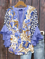 ieftine Topuri de vacanță pentru femei-Bluză pentru femei cu mâneci în volane stratificate imprimeu floral grafic paisley Bohemia vintage stil zilnic mânecă 3/4 decolteu în V bluze regulate haine de vacanță imprimeu negru roz mov violet