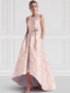 cheap Cocktail Dresses-Jacquard A-Line Cocktail Dresses Elegant Dress Formal Wedding Asymmetrical Sleeveless Crew Neck Nylon with Floral Print Pocket Wedding Guest Dress 2025