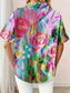 cheap Floral Blouses-Women's Shirt Short Sleeve Button Down Blouse Floral Graphic Active Daily Stylish Shirt Collar Regular Tops Daily White Red Fuchsia Summer Spring