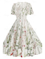 ieftine rochie florală-Pentru femei Rochie Mini Rochie A line Rochie din Tul Elegant Petrecere cocktail În aer liber Serată Petrecere Brodat Plasă Fit regulat Floral Manșon scurt Stil Nautic Albastru piscină Negru Alb
