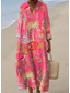 economico Abiti a Strisce e Geometrici-Per donna Abito Midi Vestito Estivo Abito a trapezio Vacanza Casual Boho Feste Uscire Spiaggia Floreale Grafico Manica Lunga Scollo a V Rosa chiaro Bianco Verde chiaro Rosa Estate Primavera