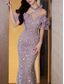 cheap Evening Dresses-Mermaid / Trumpet Quinceanera Dresses Elegant Dress Wedding Wedding Guest Sweep / Brush Train Sleeveless Halter Neck Sequined Backless with Sequin 2025