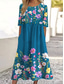 ieftine rochie florală-Pentru femei Rochii Midi Rochie A line Rochie de vară Vacanță Casual Zilnic Concediu Potrivire Largă Floral Grafic Manșon Jumate Stil Nautic Albastru celest Albastru păun Vară