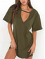 cheap Plain Dress-Women&#039;s Mini Dress T Shirt Dress Tee Dress Summer Dress Casual Daily Regular Fit Plain Short Sleeve V Neck Black White Brown Green Summer
