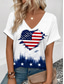 cheap Independence Day Top-Women&#039;s Patriotic  T Shirt American Flag Print V Neck Red White And Blue Short Sleeve Casual Summer Tee Red White Blue Comfortable Lightweight Top for Daily Wear