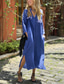 cheap Plain Dress-Women&#039;s Long Dress Maxi Dress Casual Dress Shift Dress Fashion Outdoor Party Holiday Regular Fit Plain Short Sleeve Shirt Collar Black White Blue Summer