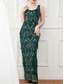 cheap Under $129.99-Green Embroidered Dress Mother of the Bride Dress Elegant Scoop Neck Floor Length Sleeveless with Sequin Tassel 2025