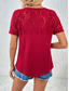 cheap Plain tee-Women&#039;s T Shirt Plain Fashion Stylish Modern Short Sleeve V Neck Regular Tops Daily Weekend Lace Patchwork Black White Red Green Summer