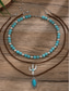 voordelige Dames ketting-Set gelaagde turquoise kralenkettingen voor dames in westernstijl – boho statement sieraden met cactus- en traanvormige bedels, ideaal voor festivals, countryconcerten en vrijetijdskleding