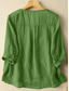 economico Camicie-Per donna Camicia Blusa Camicie di cotone e lino Tinta unica Elegante Casual Manica 3/4 Girocollo Top Regolari Quotidiano Ricamato Bottoni Giallo Rosso Viola Verde Estate Primavera