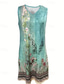 abordables Robes Bohémiennes-Femmes Mini Robe Robe Fleurie Robe bohème Robe Imprimée Classique Moderne Vacances Quotidien Fête Coupe régulière Fleur Sans manches Col en V Bleu clair Été