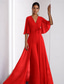 cheap Evening Jumpsuits-Jumpsuit Mother of the Bride Dress Wedding Guest Elegant Vintage V Neck Floor Length Chiffon Short Sleeve with Ruched Ruffles 2025