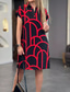 cheap Art&amp;Design Dress-Women&#039;s Mini Dress Casual Dress Fashion Outdoor Party Holiday Regular Fit Geometric Short Sleeve V Neck Black Red Blue Summer