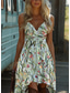 baratos Vestidos Estilo Boho-Mulheres Minivestido Vestido de decote Férias Festa Casual Para Noite Praia Padrão Floral Gráfico Sem Manga Decote V Com Alças Finas Verde Claro Vermelho Azul Verde Verão Primavera