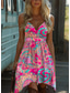 billige Boho-kjole-Dame Mini kjole Solkjole Slipkjole Off The Shoulder-kjole Ferie Fritid Bohem utendørs Cocktailfest Ut på byen Standard passform Blomstret Grafisk Ermeløs V-hals Gul Rosa Blå Grønn Sommer Vår