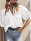 cheap Plain Tank Top-Women&#039;s Blouse Solid Color Stylish Casual Half Sleeve V Neck Regular Tops Daily Lace Patchwork Black White Pink Green Summer Spring