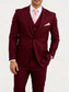 cheap Formal Suits-Men&#039;s Wedding Business Suits Homecoming Suits Burgundy Navy Blue Fashion Formal Solid Colored Standard Fit 3 Piece Single Breasted Two-buttons