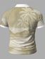 cheap Men&#039;s Printed Polo-Men&#039;s Palm Tree Zip Polo Short Sleeve Stand Collar Vacation Leisure Athleisure Hawaiian Casual Daily Zipper 3D Print Summer Robin&#039;s Egg Blue Light Green Brown