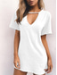 cheap Plain Dress-Women&#039;s Mini Dress T Shirt Dress Tee Dress Summer Dress Casual Daily Regular Fit Plain Short Sleeve V Neck Black White Brown Green Summer
