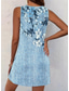 ieftine Rochii florale-Pentru femei Rochie Mini Rochie de Vară Rochie de schimb Rochie cu umeri Vacanță Casual Ieșire Floral Grafic Fără manșon În V Albastru piscină Vară Primăvară