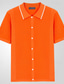 cheap Men&#039;s Printed Polo-Men&#039;s Button Up Polos Golf Shirt Casual Sports Lapel Short Sleeve Fashion Basic Plain Buttons Summer Blue Orange Gray Button Up Polos
