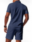 abordables Polo Classique pour Hommes-Homme Polo Polo quart de zip Extérieur Tenue quotidienne Revers Manche Courte Mode Hawaïen Uni 2 pièces Été Coupe régulière Noir Blanche Bleu Roi Vert Kaki Gris Polo