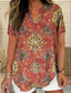 cheap Boho Tops-Women&#039;s Boho Shirt Graphic Paisley Elegant Bohemia Vintage Short Sleeve V Neck Regular Tops Daily Holiday Going out White Pink Red Blue Purple Summer