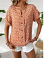 billige Blomstrete topper-Dame Bluse Blomstret Stilfull Fritid Kortermet Crew-hals Vanlige topper Daglig Knapper Trykt mønster Rosa Navyblå Oransje Sommer