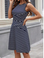 cheap Stripe&amp;Geometric Dress-Women&#039;s Mini Dress A Line Dress Work Dresses Off The Shoulder Dress Vacation Office Regular Fit Plaid Sleeveless Crew Neck Black White Wine Navy Blue Summer