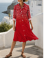 ieftine Rochie boho-Pentru femei Rochii Midi Rochie de schimb Casual Dată Fit regulat Ombre Grafic Imprimeu Paisley Manșon Lung Guler Cămașă Roșu-aprins Albastru piscină Mov Trifoi Vară Toamnă