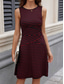cheap Stripe&amp;Geometric Dress-Women&#039;s Mini Dress A Line Dress Work Dresses Off The Shoulder Dress Vacation Office Regular Fit Plaid Sleeveless Crew Neck Black White Wine Navy Blue Summer
