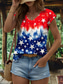 cheap Independence Day Top-Women&#039;s Patriotic  Camisole Tank Top Graphic Flag Vintage Stylish Classic Sleeveless Red White And Blue Short Sleeve V Neck Regular Tops Daily Print Red Summer Spring