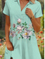 preiswerte Blumenkleid-Damen Midikleid A Linie Kleid Sommerkleid Urlaub Lässig Strand Date Sommerkleid Normale Passform Blumen Grafik Kurzarm Revers Rosa Blau Grün Sommer