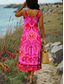 preiswerte Boho Kleider-Damen Maxikleid A Linie Kleid Schulterfreies Kleid Urlaub Lässig Boho Party Normale Passform Grafik Stammes Ärmellos Quadrathals Hell Rot Blau Sommer Frühling