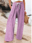 cheap Wide Leg &amp; High Waisted-Women&#039;s Wide Leg Chinos Beach Shorts Vacation Fashion Casual Full Length High Waist Graphic Stripe Drawstring Printing Breathable Soft Micro-elastic Vacation Casual Daily Violet Robin&#039;s Egg Blue Green