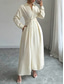 cheap Cocktail Dresses-A-Line Quinceanera Dresses Elegant Dress Formal Wedding Ankle Length Long Sleeve Shirt Collar Satin with Buttons 2025