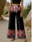 cheap Wide Leg &amp; High Waisted-Women&#039;s Wide Leg Chinos Baggy Pants Vacation Vintage Ethnic Style Full Length High Waist Graphic Geometric Printing Thermal Warm Breathable Soft Micro-elastic Vacation Casual Daily Violet Robin&#039;s Egg