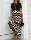 cheap Stripe&amp;Geometric Dress-Women&#039;s Maxi Dress A Line Dress Summer Dress Casual Daily Regular Fit Geometric Short Sleeve Crew Neck Yellow Summer
