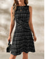 cheap Stripe&amp;Geometric Dress-Women&#039;s Mini Dress A Line Dress Work Dresses Off The Shoulder Dress Vacation Office Regular Fit Plaid Sleeveless Crew Neck Black White Wine Navy Blue Summer