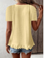 cheap Plain tee-Women&#039;s T Shirt Solid Color Plain Basic Casual Short Sleeve Crew Neck Regular Tops Daily Weekend Ruffle Eyelet White Yellow Pink Green Summer