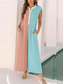 cheap Casual Jumpsuits-Women&#039;s Normal Jumpsuit Active Color Block Short Sleeve Round Neck Buttons Pocket Vacation Daily Regular Fit Pink Blue Purple Summer