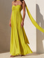 voordelige Eenvoudige jurk-Dames Lange jurk maxi-jurk Casual jurk Swingjurk Modieus Buiten Feest Avond Feest Normale pasvorm Effen Mouwloos Strapless Geel Blozend Roze blauw Zomer