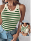 preiswerte Streifen- und geometrisches Tanktop-Damen Camisole-Tanktop Gestreift Täglich Stilvoll Lässig Ärmellos Rundhalsausschnitt Normale Oberteile Täglich Druck Schwarz Weiß Blau Grün Sommer