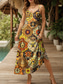 ieftine Rochii boho-Pentru femei Rochie Maxi Rochie de Vară Rochie A line Rochie Slip Vacanță Casual Boho Plajă Fit regulat Grafic Epocă Damasc Boho Paisley Fără manșon În V Galben Roșu-aprins Albastru piscină Mov Var