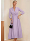 cheap Floor Length-A-Line Blazer Dress Mother of the Bride Dress Tuxedo Dress Stretch Crepe Elegant Simple Lapel Neckline Tea Length Satin 3/4 Length Sleeve with Solid Color