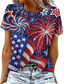 cheap Independence Day Top-Women&#039;s Patriotic  T Shirt Graphic Flag Vintage Stylish Casual Short Sleeve Crew Neck Regular Tops Daily Weekend Print Red Blue Summer Spring
