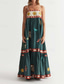 cheap Boho Dress-Women&#039;s Long Dress Maxi Dress Casual Dress Slip Dress Boho Dress Fashion Outdoor Party Holiday Regular Fit Painting Sleeveless Spaghetti Strap Dark Green Summer
