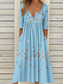 cheap Floral Dress-Women&#039;s Midi Dress Casual Dress Sundress A Line Dress Summer Dress Vacation Casual Beach Holiday Loose Fit Floral Graphic Short Sleeve Crew Neck White Pink Blue Summer